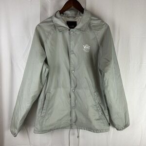 VANS Off the Wall Jacket Mens Medium Gray Snap‎ Button Long Sleeve with Pockets
